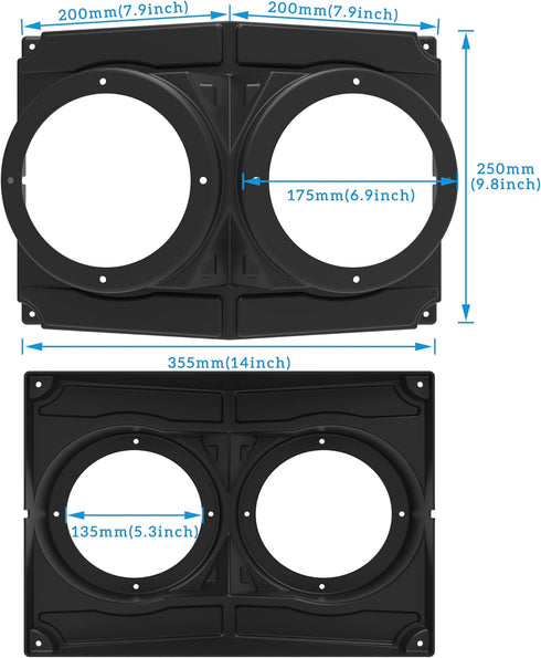 SAUTVS UTV Speakers Pod Enclosure for RZR, Waterproof Universal 6.5" Overhead Speaker Pods Box for Polaris RZR