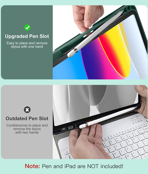 Hamile Keyboard Case for iPad 10th Generation 10.9 Inch - 7 Colors Backlit Wireless Detachable Folio Keyboard Cover