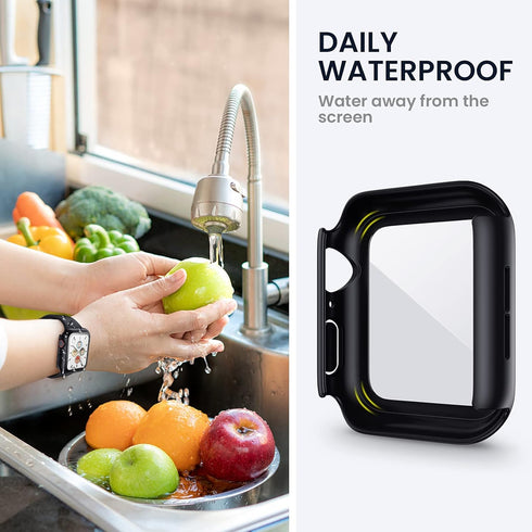 Tensea for Apple Watch Series 9 8 7 41mm Screen Protector Case, Sweatproof Bumper with Built-in Tempered Glass Film
