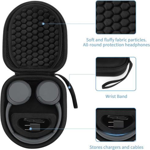 Hard Case for Sony WH-CH510 / JBL Tune 510BT Headphone, Travel Protective Cover Storage Bag (Black)