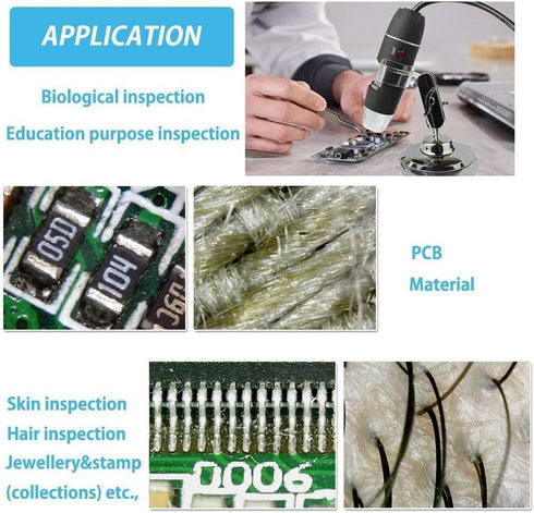 USB Digital Microscope, 1600x Magnification Endoscope Camera with Metal Stand for Windows, Android, and Mac