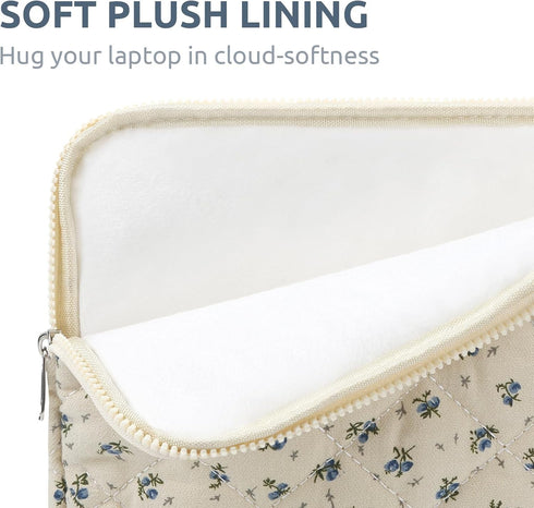 BBIQI 15-15.6 Inch 15 Inch) Puffy Laptop Sleeve Cute Quilted Laptop Protective Case Padded Floral Computer Sleeve