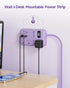 Beeiker 6 USB(2 5Ft 24W 4 USB C) Purple Travel Power Strip- Lavender Extension Cord with USB Charging Station