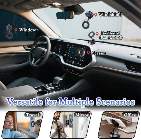 FYMCVMNB 360 Upgraded Vacuum Magnetic Suction Cup Phone Holder, Foldable and Reinforced Ultra Suction Cup Phone Mount