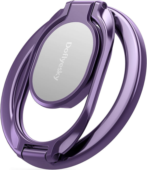 Purple Magnetic Phone Ring Holder - Double Adjustable Grip & Stand, Compatible with MagSafe & PopSockets for iPhone &