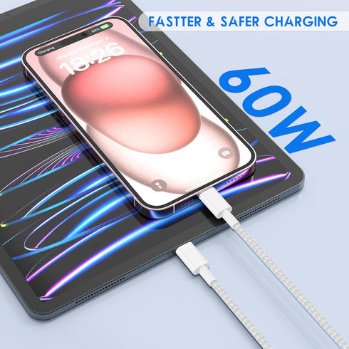 for iPhone 15 USB C Fast Charger Cable ,2pack 6FT USB C to USB C Cable Charging Cord , Nylon Braided Long Charger Cable for iPhone15 Pro/15 Pro Max,MacBook Pro/2019/18/17/16/IPad Air 4/5, iPad Pro