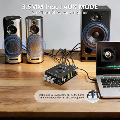 Sigllr 5.0 Board,320W 2.0 Bluetooth Audio Stereo Amplifier HiFi Channel Mini Power Amp Module with Treble & Bass