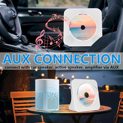 Portable CD Player for Home, Bluetooth CD Player with Speakers, FM Radio, Timer, AUX Jack, USB Input, LCD Screen