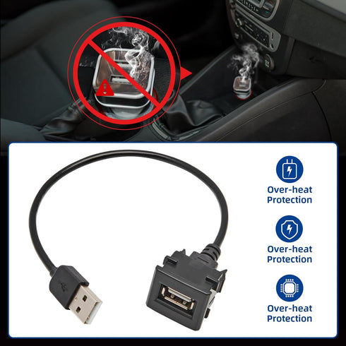 Anina Male to Female USB Power Socket Adapter for Toyota, USB Port Car Charger, Panel Flush Mount Extension Cable for