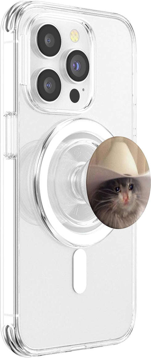 Crying Cat Meme Sad PopGrip: Swappable Grip for Phones & Tablets, MagSafe for iPhone