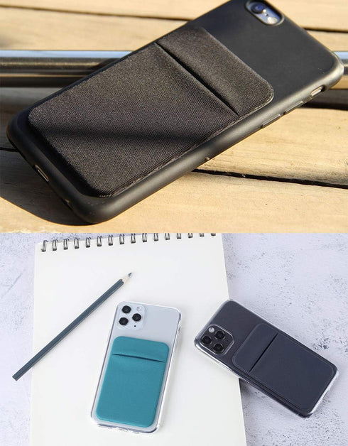 3 Pack Cell Phone Card Holder Pocket for Back of Phone - Stretchy Stick on Wallet for Credit Card ID Case - 2 Black + 1