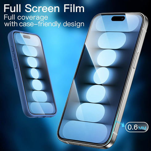 JETech Full Coverage Screen Protector for iPhone 15 Pro 6.1-Inch, Bubble-Free Tempered Glass Film, 2-Pack