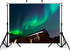 KeyWork 10x7ft Green Northern Lights Cabin Backdrop Arctic Night Sky Scene Photography Background for Winter Event Home