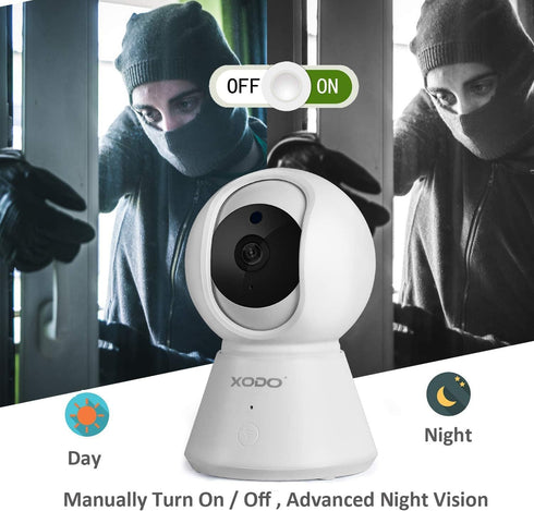 XODO Wireless Security Camera, E6 IP 1080P HD Indoor WiFi Camera for Home Security, Baby Monitor, Night Vision