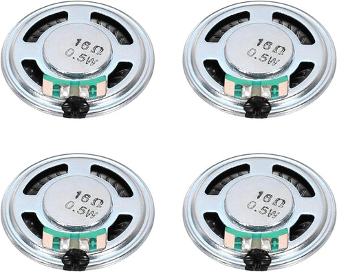 uxcell 4 Pcs 0.5W 16 Ohm Small Speakers Metal Shell Round Internal Micro