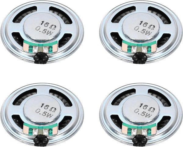 uxcell 4 Pcs 0.5W 16 Ohm Small Speakers Metal Shell Round Internal Micro