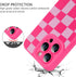 ZIYE Hot Pink Grids Plaid Checkerboard Case for iPhone 14 Pro, Soft TPU Silicone Rubber Protective Cover