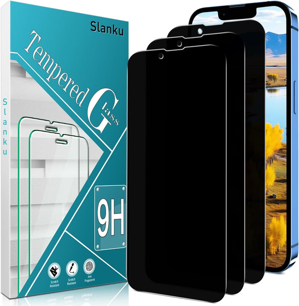 Slanku (3 Pack) Privacy Screen Protector for iPhone 13/iPhone 13 Pro, Anti-Spy, Full Coverage, Case Friendly