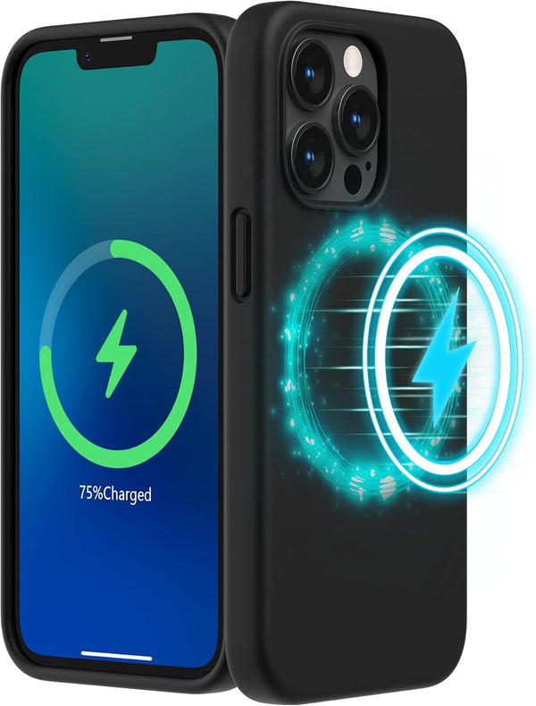 SURPHY Magnetic Case for iPhone 13 Pro, Compatible with MagSafe, Liquid Silicone Phone Case with Microfiber Lining