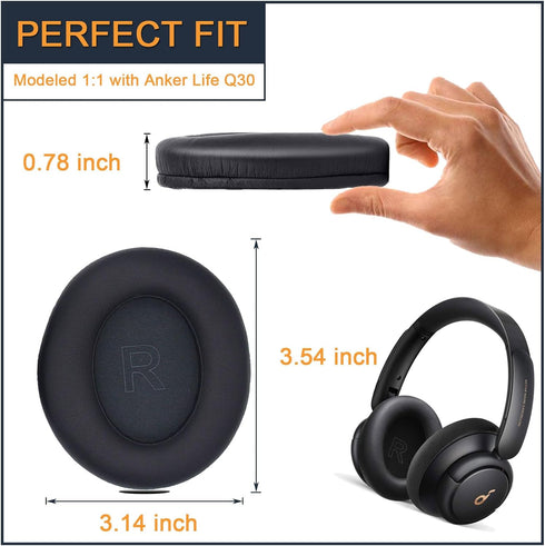 Earpads for Anker Soundcore Life Q30 q30bt Q35 Replacement Ear Cushion Pads with Protein Leather and Memory Foam for Replacement Ear Cushion Pads for Soundcore Q30 q30bt & Q35