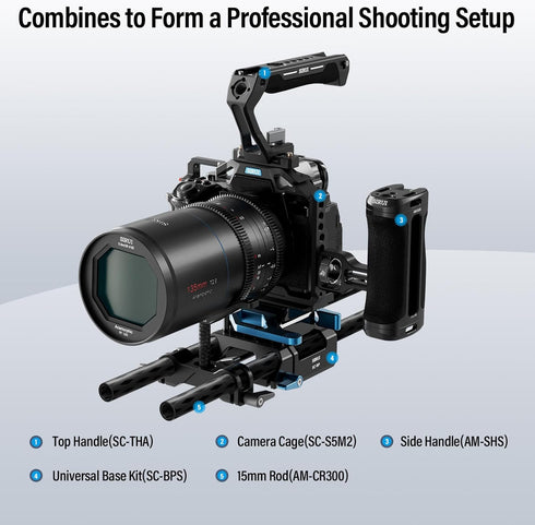 SIRUI Camera Lens Support, Universal 15mm Rail Telephoto Long Lens Support Bracket for DSLR Camera Shoulder Rig