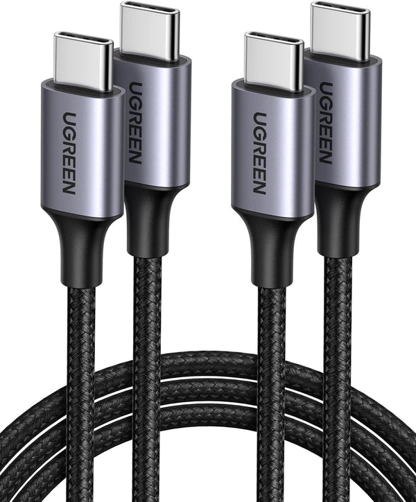UGREEN 6FT USB C to USB C Cable 2-Pack, 60W Nylon Braided for iPhone 15, Galaxy S24/S23/S22, Pixel 8/7, MacBook, iPad,