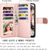 Njjex Wallet Case for Moto G Play 2021, PU Leather Folio Flip with 9 Card Slots, Detachable Kickstand & Lanyard (Rose