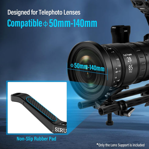 SIRUI Camera Lens Support, Universal 15mm Rail Telephoto Long Lens Support Bracket for DSLR Camera Shoulder Rig