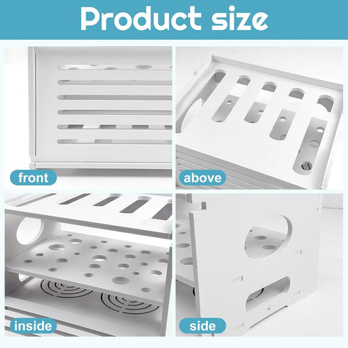 Wensdr Upgrade Router Shelf Storage, Networking Router Stand, Freestand & Wall Mounted Router Storage Box, Modem Cable