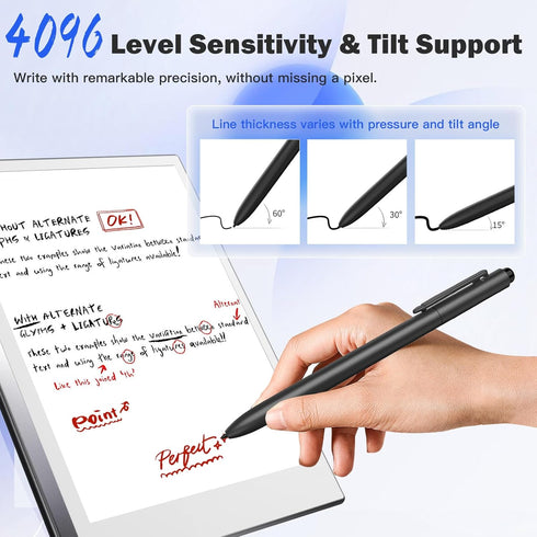TiMOVO EMR Stylus Pen - Compatible with Remarkable 2, 4096 Sensitivity, Palm Rejection, Black