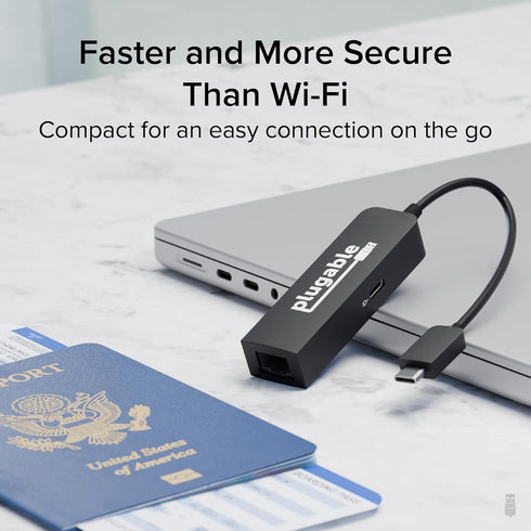 Plugable USB C to Ethernet Adapter, 2.5Gb with 100W USB-C PD Charging, Type C USB Ethernet Adapter for Windows, MacBook