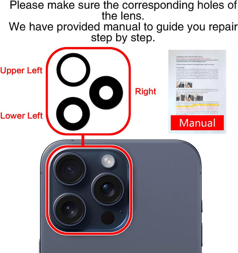 2 PCS ASDAWN Back Rear Camera Lens Glass Replacement for iPhone 15 Pro 6.1 Inches with Installation Manual