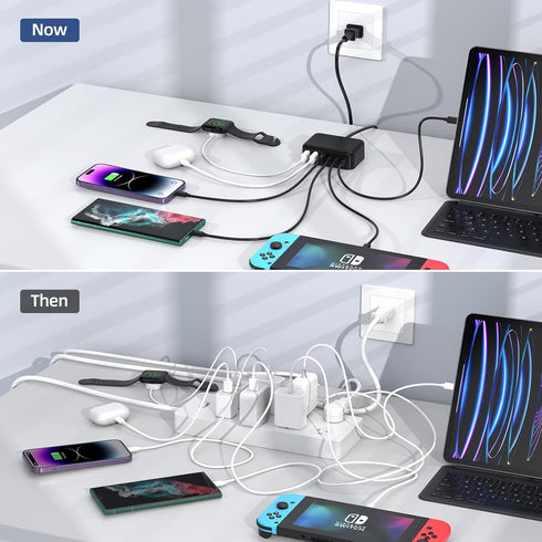 USB C Charger Block, 100W GaN 6 Port PD USB C QC USB A Wall Charger Adapter Plug Cube, Super Fast Charging Station Hub