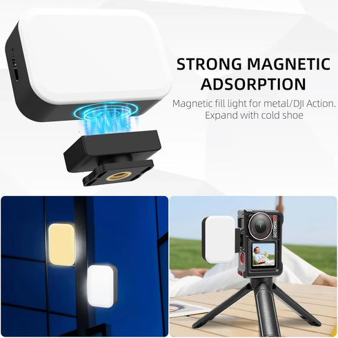 ITOTIN 3, 1/4" 3 2 400mAh, Magnetic Mini LED Light for DJI Osmo Pocket Action Cameras Rechargeable Mini Video Fill