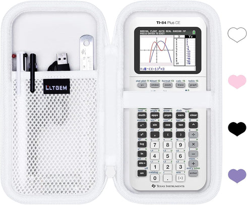 Hard Case for Texas Instruments TI-84 Plus CE/TI-84 Plus/TI-Nspire CX II CAS/TI-83 Plus Graphing Calculators (White)