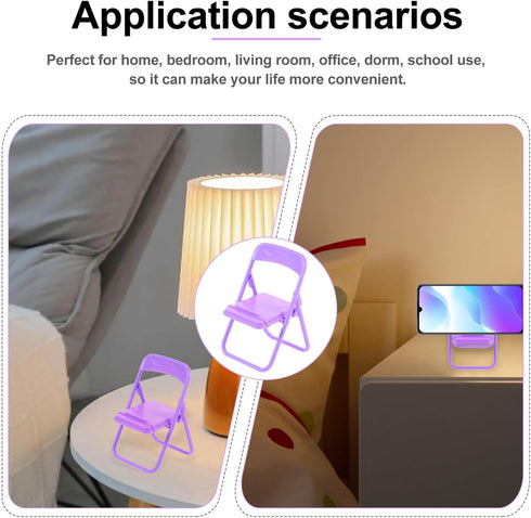 SOLUSTRE 10pcs Cartoon Folding Chair Mobile Phone Holder Simple Desktop Phone Stand Rack for Home Office Dormitory Use