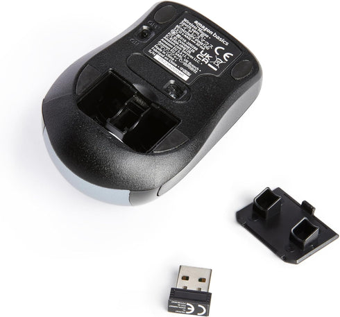 Amazon Basics 2.4 GHz Wireless Optical Mouse - Sleek Silver Design