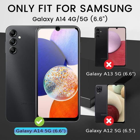 4 Pack Screen Protector for Samsung Galaxy A14 5G with 4 Pack Camera Lens Protector, Full Coverage Tempered Glass Film Anti-Fingerprint Case Friendly Bubble Free