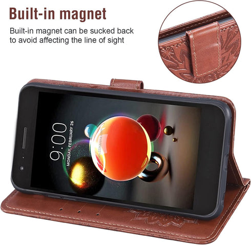 Phone Case for LG Aristo 2 3 Plus/Rebel 4 LTE/Tribute Empire Dynasty/Zone 4 with Tempered Glass Protector - Brown