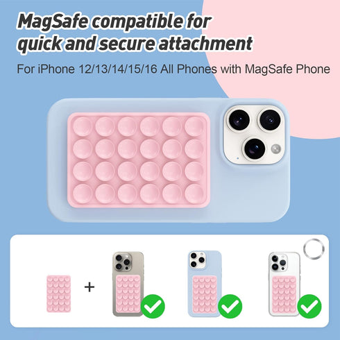 OPOM Magnetic Suction Phone Mount for MagSafe Case,Silicone Sticky Phone Grip Holder for iPhone,Removable Hands-Free