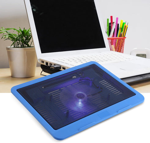 Portable Quiet Laptop Cooler Cooling Pad Stand with USB for 14 Inch Below Notebook (Blue)