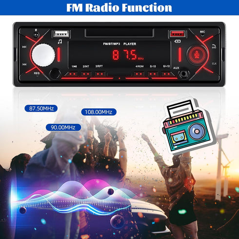 GOHHDL MP3 Single Din Bluetooth Multimedia Car Stereo Radio,Car Audio Player Support Hands-Free