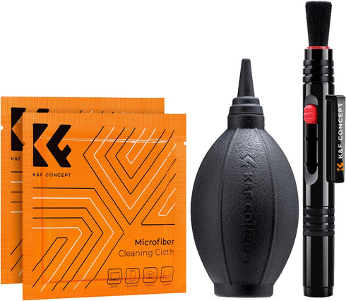 K&F Concept 4-in-1 Camera Cleaning Kit - Lens Brush Pen, Rocket Air Blower, Microfiber Cleaning Cloth for Canon, Nikon,