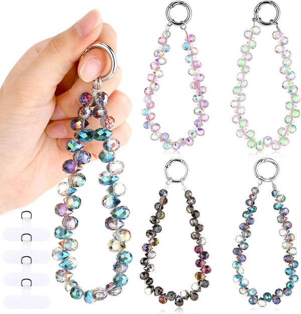 Quelay 4 Pack Phone Wrist Strap Beaded Cell Phone Lanyards Wrist Charms