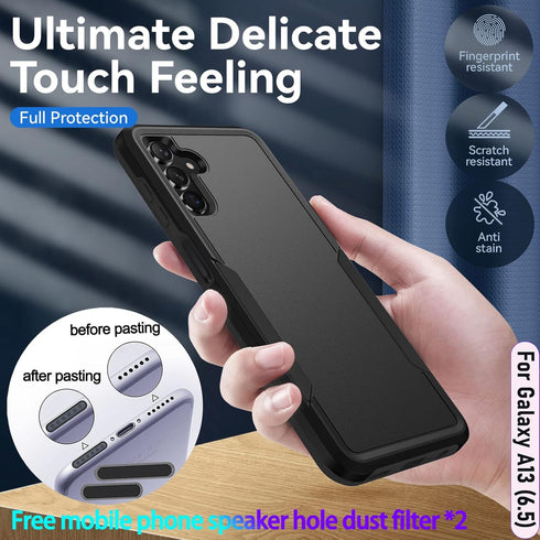 LMDAMZ Galaxy A13 (5G) Rugged Shock Resistant Case, 6.5" Double Layer, with Magnetic Car Mount & 2 HD Screen Protectors