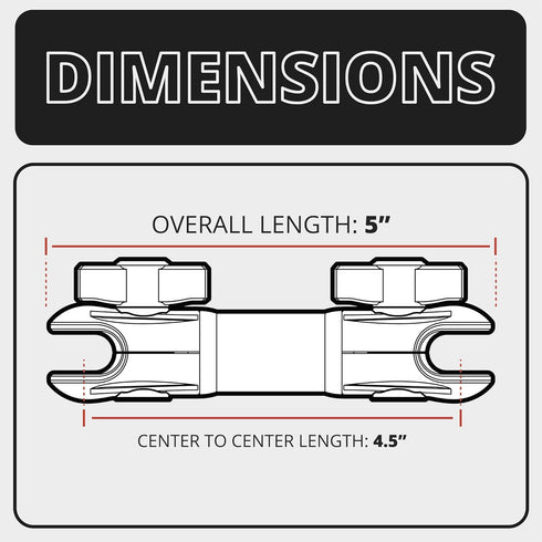 5" 20mm 20 20mm Tackform Long Ball and Socket Arm DuraLock Series Carbon Fiber Arm | Dual Sockets with Optional