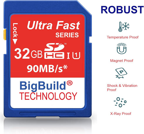 32GB Ultra Fast SDHC 90MB/s Memory Card for Nikon CoolPix P900, P950, P1000, L340, W100, W150, W300 Cameras