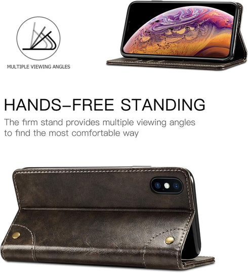 iPhone XR Case, SINIANL Leather Wallet Folio Case with Stand and ID Credit Card Slot for iPhone XR 6.1 inch 2018
