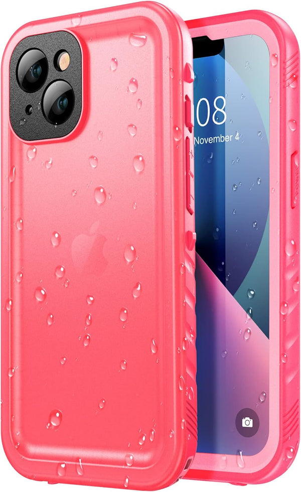 SPORTLINK iPhone 13 Waterproof Case - Rugged, Full Body Shockproof & Dustproof, 6.1" Screen Protector, Pink.