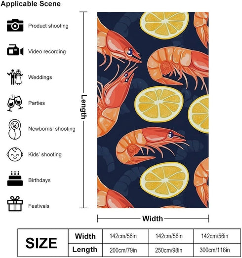 Generic Lobster Print Backdrop Background for Photography Photo Backdrop Curtain for Party Portraits